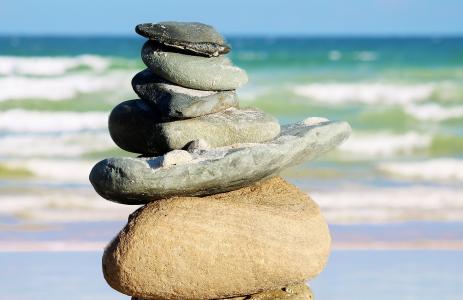 石头, 海, 休息, 宁静, 平衡, 冥想, 内中间