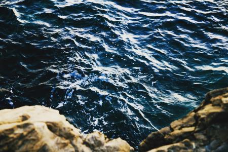 蓝色, 海洋, 附近的, 棕色, 岩石, 形成, 自然