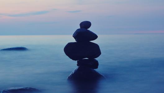 平衡, 石头, 拉多加湖, 晚上, 夏季, 俄罗斯, 湖