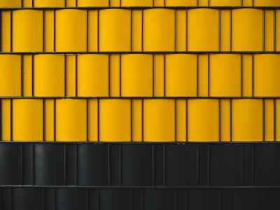 黄色, 黑色, 墙上, 设计, 建筑