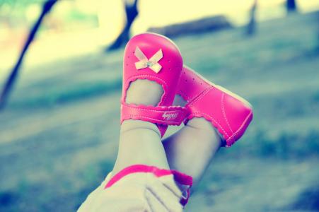 玩, 鞋子, 快乐, 宝贝, 女儿, 鞋子, 红色