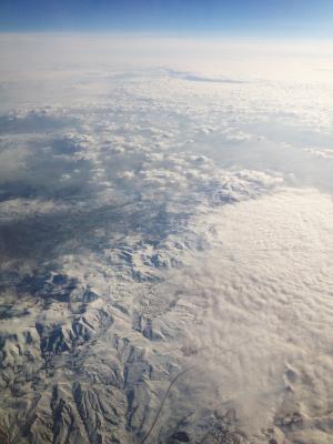 飞机, 空气, 天空, 地方, 它是在空气中, 云彩, 山脉