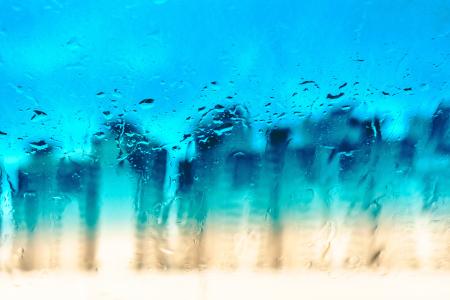 雨, 滴眼液, 窗口, 雨滴, 水滴, 蓝色, 溅水
