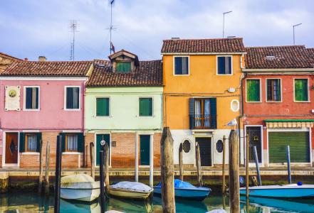 色彩缤纷的房子, 家园, 小船, 威尼斯, 穆拉诺岛, 窗口, 多彩