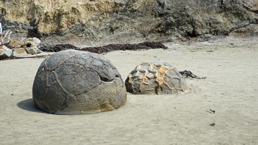 摩埃拉奇巨石, 新西兰, 巨大的球, 摩埃拉奇, 岩石, 奥塔哥, 海岸