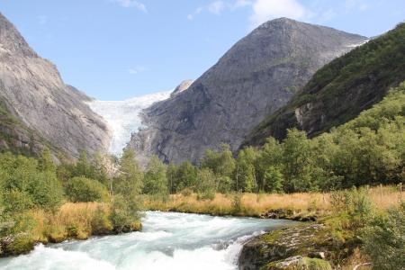 冰川, 挪威, 夏季, 假日, 自然, 景观, 绿色