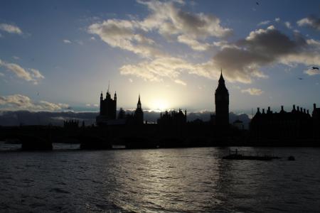 伦敦, 河, 云彩, 日落, 具有里程碑意义, 泰晤士河, 英格兰