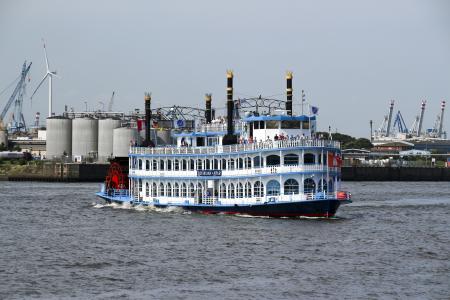 易北河, 汉堡, 船舶, 桨轮船, 汽船, 航运, 端口