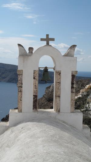 圣托里尼岛, 教会, 牌楼, 海, 希腊, 地中海, 建筑