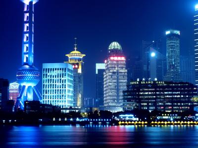 上海, 东方明珠电视塔, 夜景, 中华人民共和国, 河, 晚上, 建筑