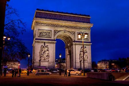 凯旋门, 巴黎, 法国, 纪念碑, 晚上, 凯旋门, 旅游目的地