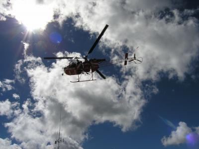 直升机, 救援直升机, 救援, 飞, 天空, 云彩, 蓝色