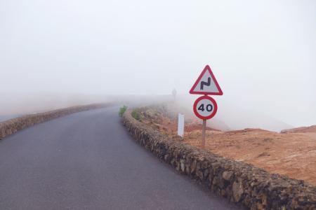 道路, 雾, 标志, 限速, 路面