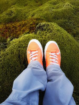 熔岩字段, 苔藓字段, 冰岛, 放松, 橙色, 鞋子, 绿色的青苔