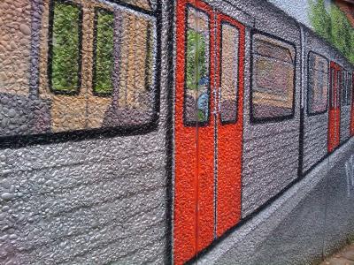涂鸦, 地铁, 马车, 铁路, 墙上, 画, 艺术