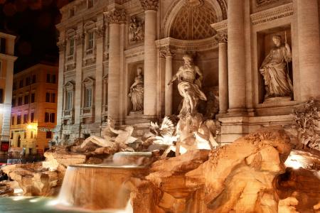 喷泉, 许愿池, 意大利, 罗马, 三, 纪念碑, 艺术