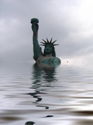 自由女神像, 美国, 水, 波, 洪水, 设置, 沉浸