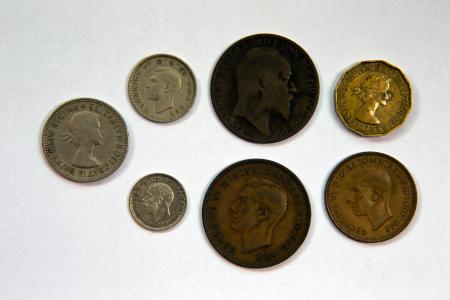 英国的造币, 正面面孔, pre-decimalisation, 脏, 分发, 老, 历史