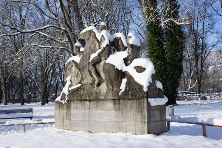 纪念碑, 公园, 图特林根, 雕塑, 雕像, 图, 冬天