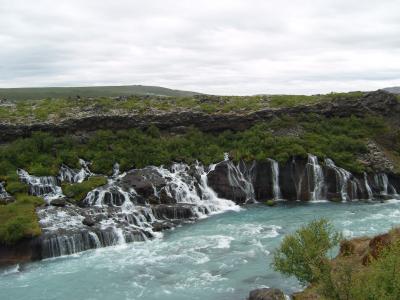 冰岛, 瀑布, 绿松石, 河, 巴赫, 景观, 田园