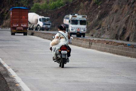 摩托车, 自行车, 交通, 印度, 运输, 道路