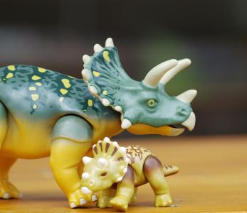 恐龙, triceraptos, 恐龙, 复制副本, 母亲和儿童, 魔比, 戏剧