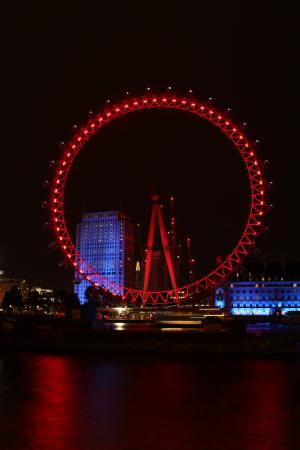 伦敦, 伦敦眼, 摩天轮, 感兴趣的地方, 英国, 具有里程碑意义, 晚上