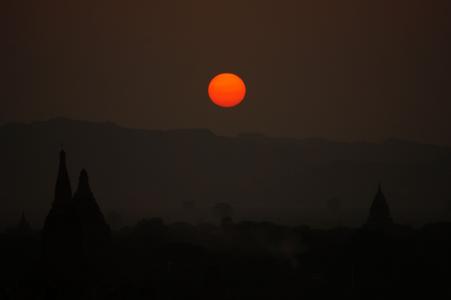 缅甸, 日落, 红色