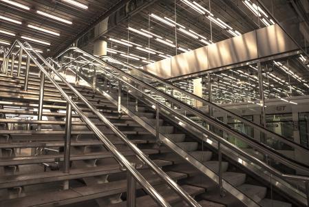 不锈钢, 钢, 灰色, 建设, 楼梯, 鹿特丹, 车站
