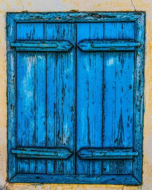 窗口, 木制, 老, 年龄, 风化, 生锈, 蓝色