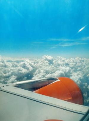 引擎, 飞机, 飞行, 天空, 旅行, 易捷航空, 云彩