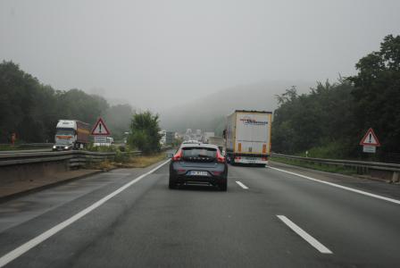 驾驶学校, 驾驶一辆车, 街道, 公路, 德国, 交通, 雾