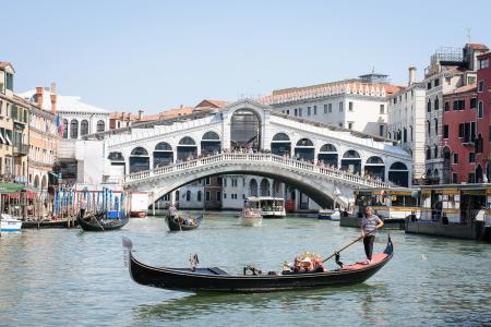 威尼斯, 大运河, 意大利, 吊船, 假日, 里亚托, 威尼斯-意大利