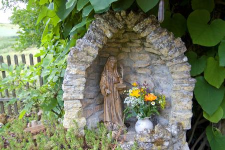 花园, 墙上, 利基, 圣洁雕像, hildegard 冯宾, 草药, 药用植物