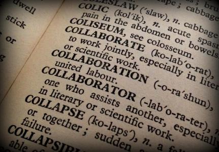 合作, 合作, 书, 词典, 单词, 通信, 一个字