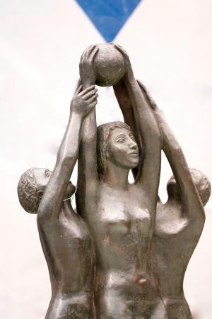 体育, 球, 妇女, 雕像, 艺术, 大, 雕像