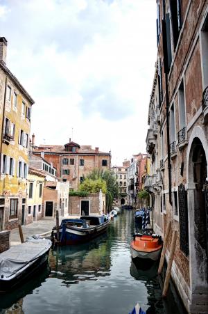威尼斯, 意大利, 运河, 小船, 建筑, 天际线, 城市