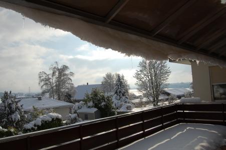阳台, 冬天, 雪