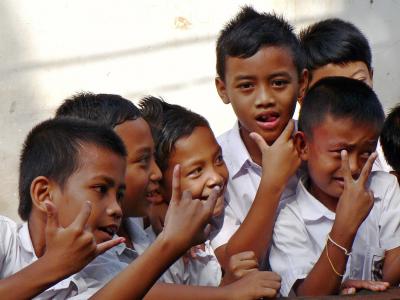 印度尼西亚, 巴厘岛, 学童, 嬉戏, 孩子们