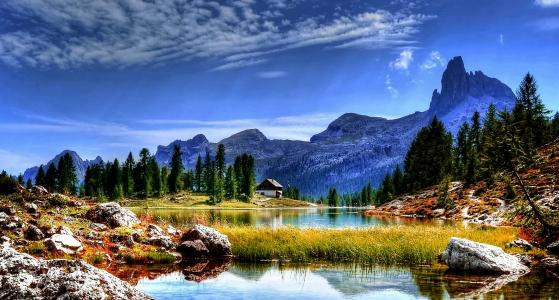 白云岩, 湖, 山脉, 景观, 心情, 森林, 自然