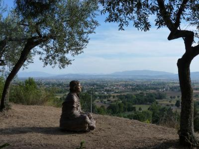 阿西西, 意大利, 雕像, 橄榄树, 景观, 视图