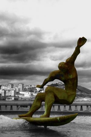 冲浪者雕塑, 西班牙, 冲浪, 雕像, 海洋, corunna 长廊, 加利西亚