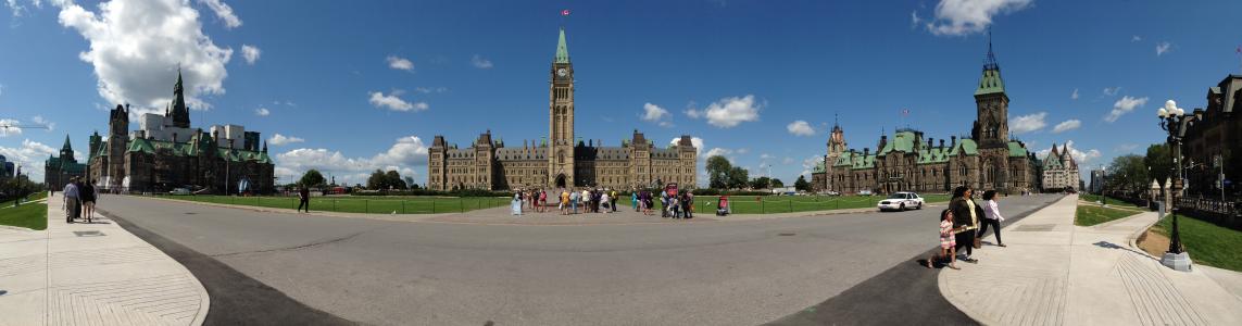 全景, 议会, 渥太华, 加拿大, 建筑, 建设, 城市景观