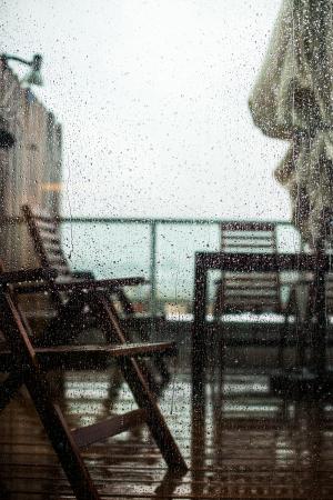 玻璃, 窗口, 雨, 阳台, 椅子, 寒意, 放松