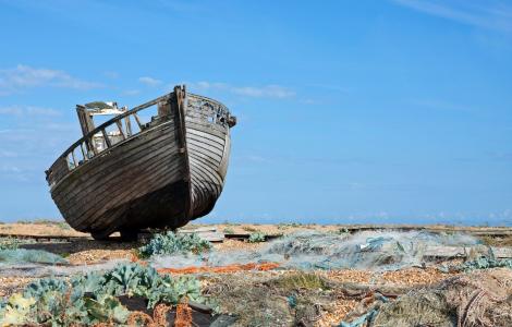 渔船, 小船, 木制, 木材, 破碎, 简陋, 蓝蓝的天空