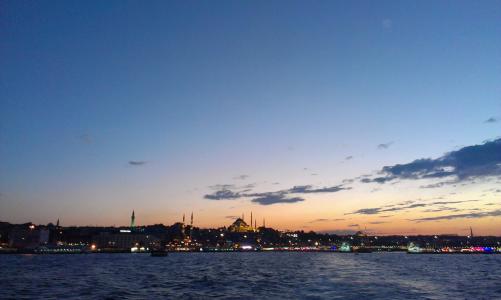 博斯普鲁斯海峡, abendstimmung, 日落, 海岸, 伊斯坦堡, 天空, 水