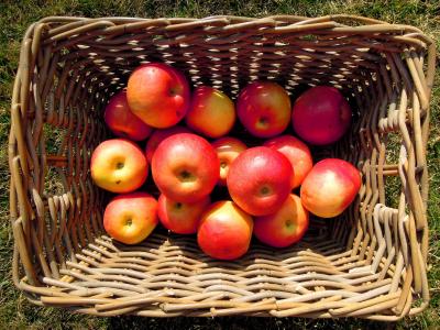苹果, 水果, 购物篮, 红色, 黄色, 食物和饮料, 健康饮食