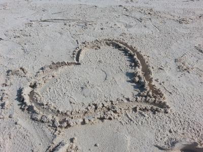 心, 爱, 沙子