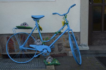 自行车, 蓝色, 德科, 装饰, 老