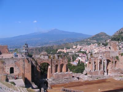 希腊剧院, 埃特纳火山, 陶尔米纳, 西西里岛, 意大利, 建筑, 历史